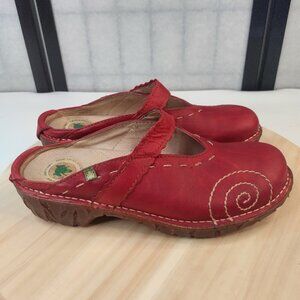 El Naturalista Yggdrasil Open Back Clog Red NG96 Leather Shoes Women 39/ US 8.5